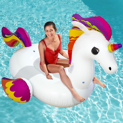 Bestway XXL Schwimmtier Aufblasbar Einhorn Badeinsel Luftmatratze Pool Badetier