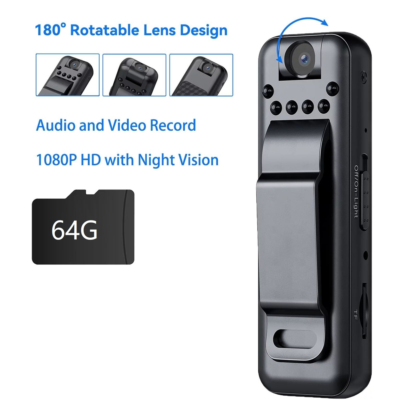 1PC 1080P Mini Body Camera With Audio And Video Recording Ni