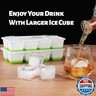 Large Ice Cube Tray with Lid and Bin, Jrisbo Silicone Big Square Ice Cube Molds for Freezer, 3 Pack Stackable Huge Cubed Ice Trays with Ice Tong, Ice Scoop for Whiskey Cocktails Soups Frozen Treats