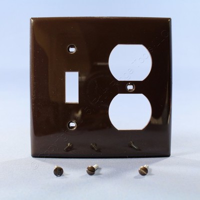 Leviton 80705 Brown 2-Gang Unbreakable Toggle Duplex Standard Wallplate Cover