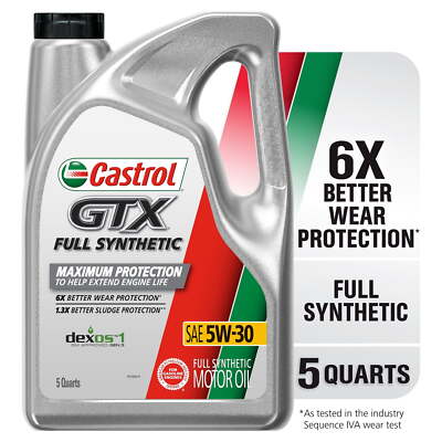 Castrol GTX Full Synthetic 5W-30 Motor Oil, 5 Quarts Excellent Wear Protection