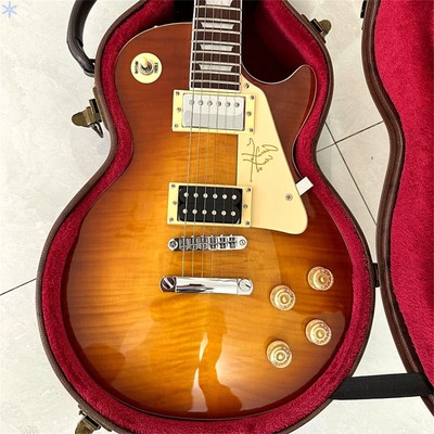 Factory Flame Maple Top LP Electric Guitar HH Pickups Fixed Bridge 22 Frets