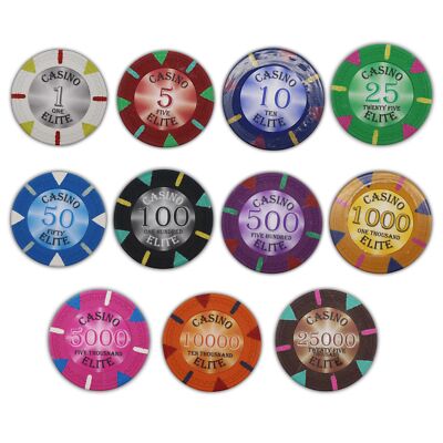 Bulk 500 Casino Elite Clay Poker Chips - 14 gram - Pick Your Denominations