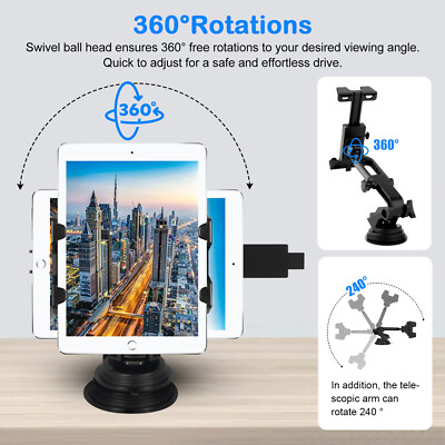 Car Phone Tablet Dashboard Mount Windshield Desk Holder for iPhone 14 iPad GPS