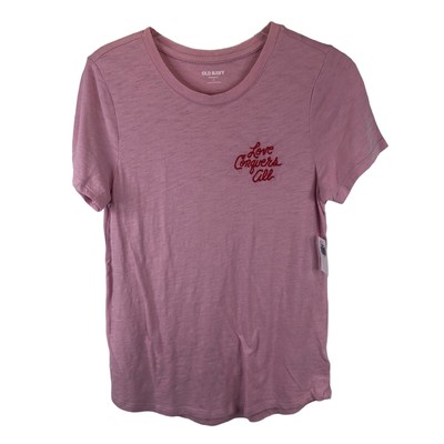 Old Navy ''Love Conquers All'' T-Shirt Women's Small Pink J1