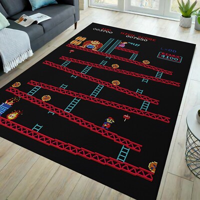 80s retro rug, video game rug, retro game rug, mario rug, arcade rug