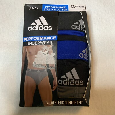 Adidas Men s Performance Stretch Cotton Sport Brief Size XXL Black Blue Gray New