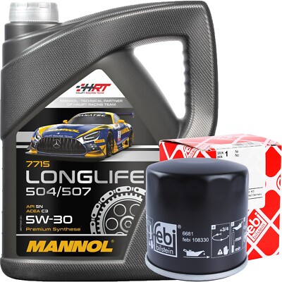 FEBI BILSTEIN ÖLFILTER + 5L 5W-30 MANNOL LONGLIFE MOTORÖL 504.00 507.00 5W30 ÖL
