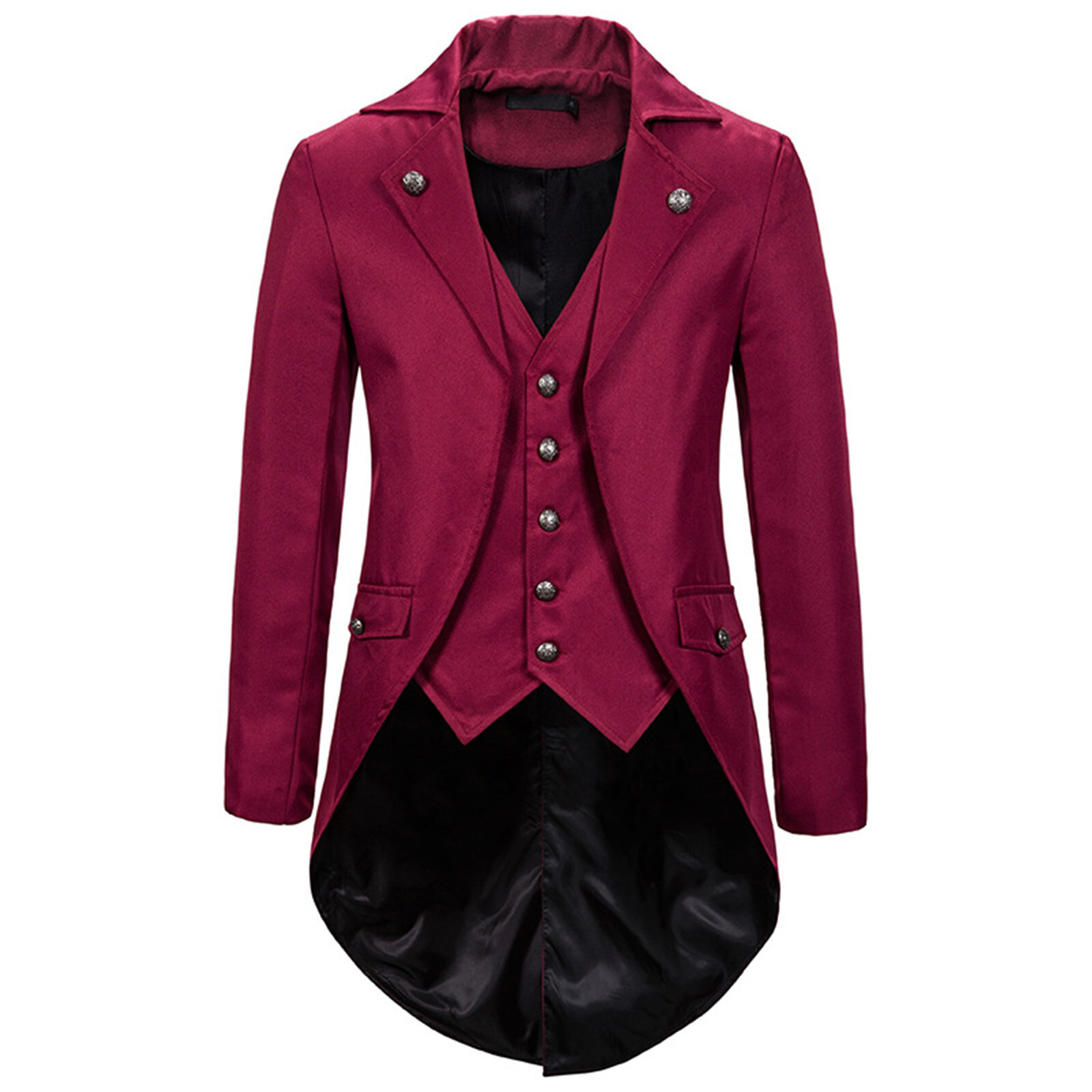 Men Gothic Jacket Steampunk Tailcoat Long Coat Halloween Medieval Costume Frock