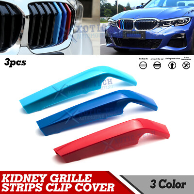 Set 3 Color Kidney Grille Strips Clip Cover For BMW 3 Series G20 2019-2021 2022