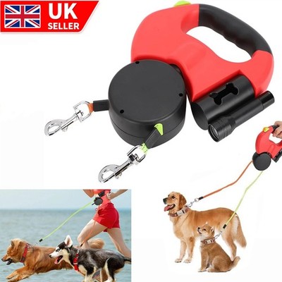 360° Retractable Lead Leash Double Tangle Dual Doggie 2 Dog 50 Pound For Pet Dog