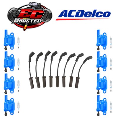 Acdelco Double Platinum Spark Plug + Engine Ignition Coil Wireset For Chevrolet