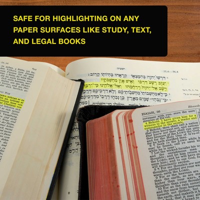6 Yellow Bible Safe Gel Highlighters, Bright Neon Fluorescent Color Markers
