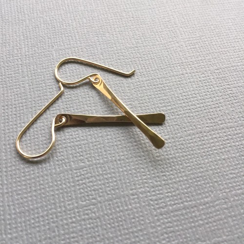 Gold Filled Bar Earrings Simple Everyday Minimal Small Dainty Delicate Stick