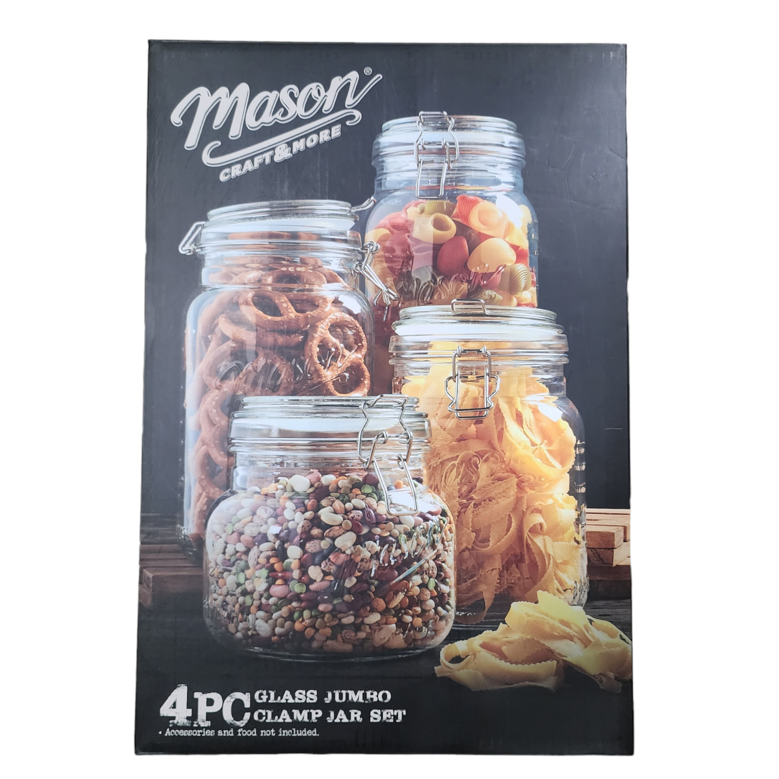 Mason Jar Kitchen Canister Set 4 Pc Jumbo Glass Jars Kitchen Storage Clamp Lid