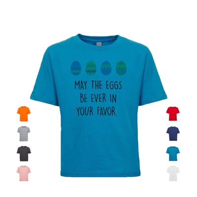 May The Eggs Be Ever In Your Favor. easter hunt chocolate Unisex Kid's Shirt