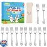 12 Pieces Stainless Steel Toddler Forks Set Kids Forks - Food Grade Kids Silverware Set Children Safe Small Forks Mirror Polished Sturdy and Durable Dishwasher Safe