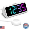Netzu Loud Alarm Clock for Heavy Sleepers, Plug-in RGB Vibrating Alarm Clocks with Bed Shaker, 5 Dimmers, 2 Alarms and Snooze for Bedrooms Hearing Impaired Deaf Adults (White)