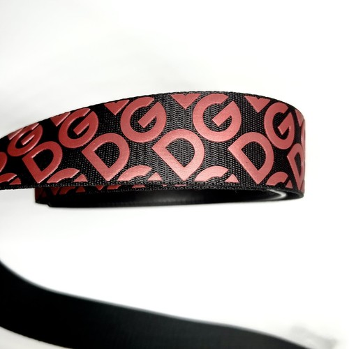 Pre-owned Dolce & Gabbana Dolce&gabbana Logo Buckle Belt Size 105cm/42in Black/red