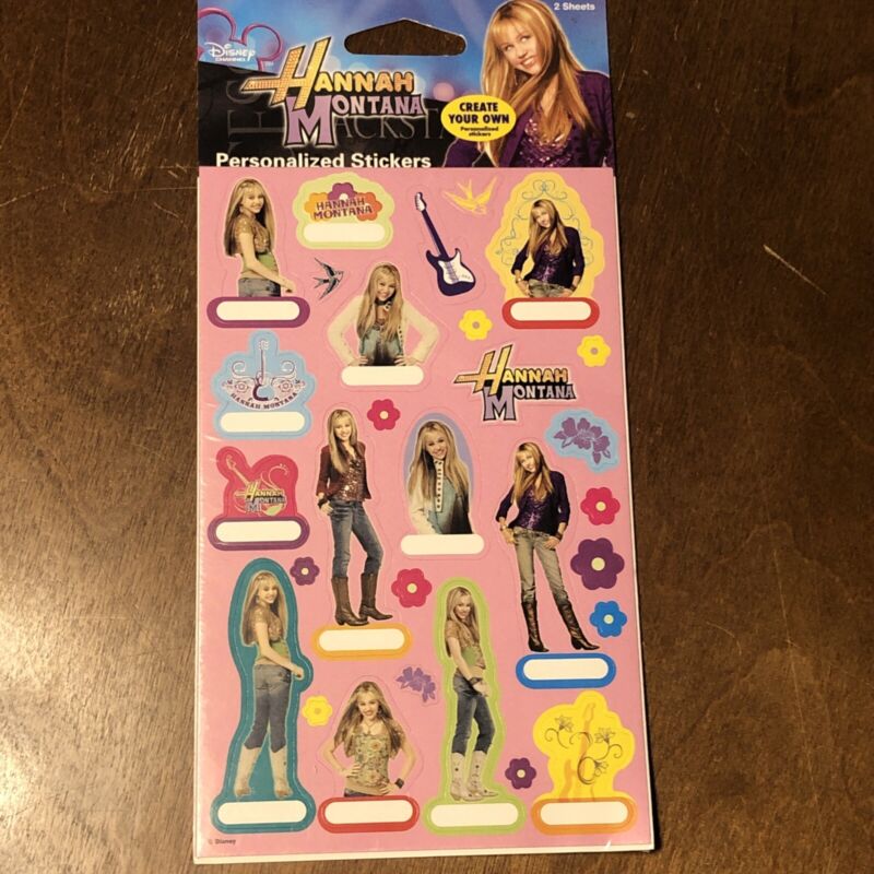 VINTAGE Hannah Montana Miley Cyrus Sticker Sheet - Personalized Disney NEW NOS
