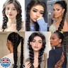 2 Packs 16 Inch Ombre Brown Long Braid Ponytail Extension for Black Women with Tie Straight Braid Extensions Can be Restyle Soft Synthetic Piece for Women