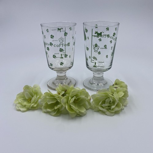 Vintage Footed Irish Coffee Glass with Printed Recipe and Me