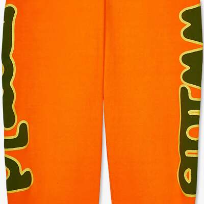 Pre-owned Sp5der 'beluga' Sweatpants Orange / Green (fw23) Sp5-bel-spora