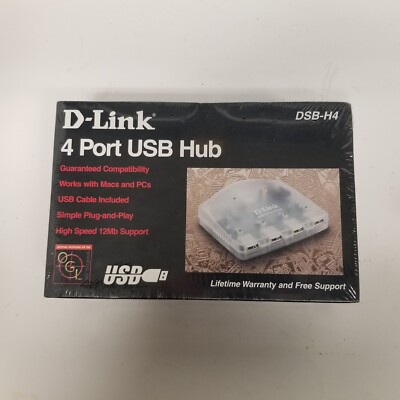 D-link 4 Port USB Hub DSB-H4, Mac & PC, New Sealed