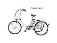 Secondhand 3 Wheel Electric Bike for Adult w/ 250w Motor w Adjustable Seat White