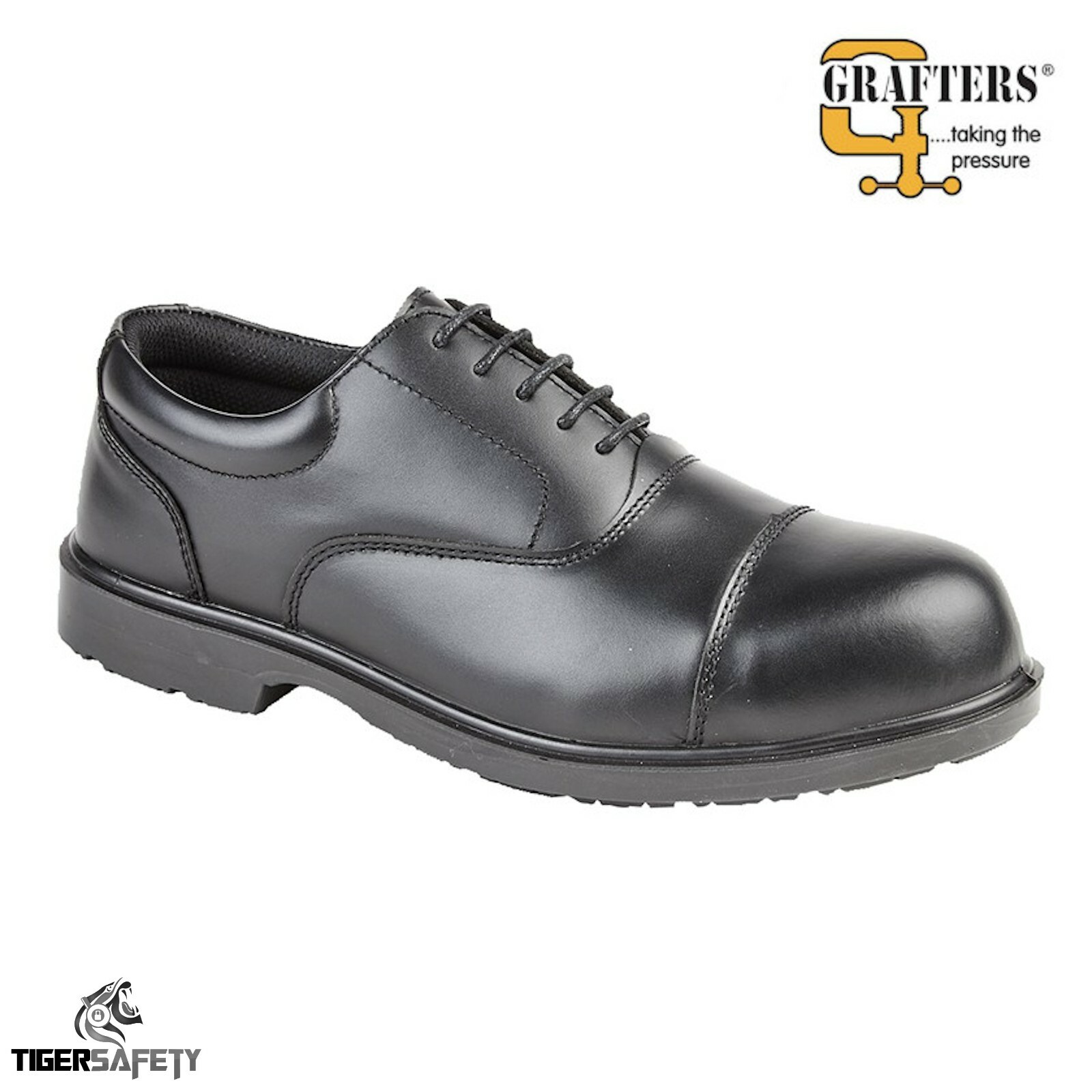 Grafters Sicherheitsstiefel – Stahlkappe, Größe 45, Schwarz, öl- & Hitzebeständig, S1 Norm, Mit Thermofutter
