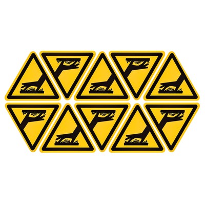 Triangle High Surface Temperatures Warning Sign Self Adhesive 20mm 10Pcs