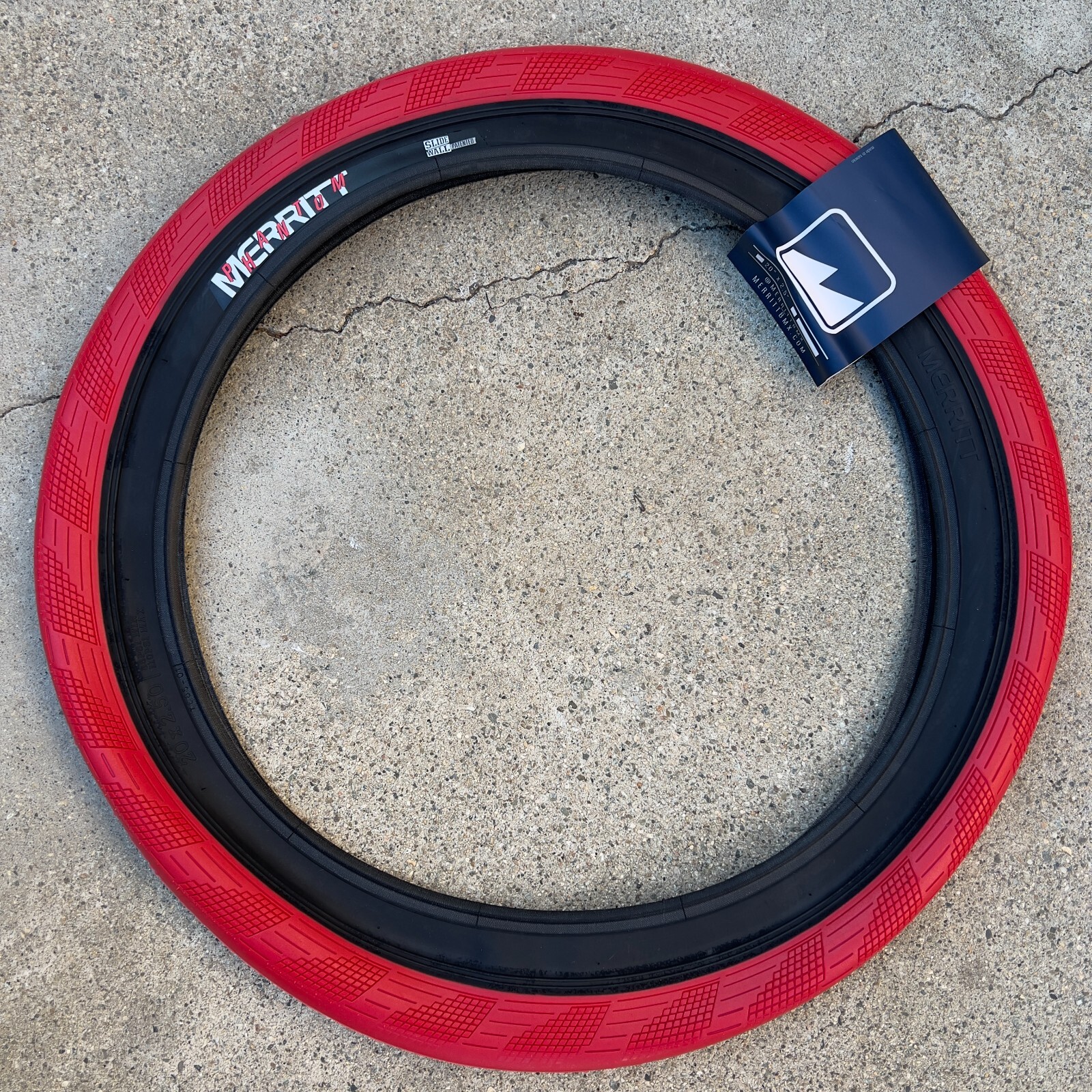 MERRITT BMX PHANTOM BICYCLE TIRE RED w/ BLACK SIDEWALL 20x2
