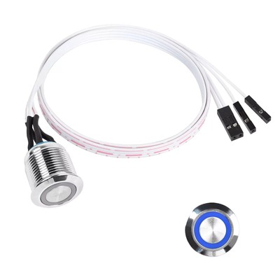 16mm Chassis Switch Host Metal Button Desktop Computer Host Switch Cable Meta...