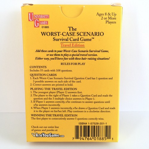 WORST CASE SCENARIO Survival Card Trivia Game TRAVEL EDITION Complete With Box