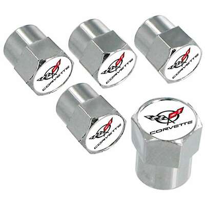 Chevy Corvette C5 Logo Tire Stem Valve Caps Set (Chrome)