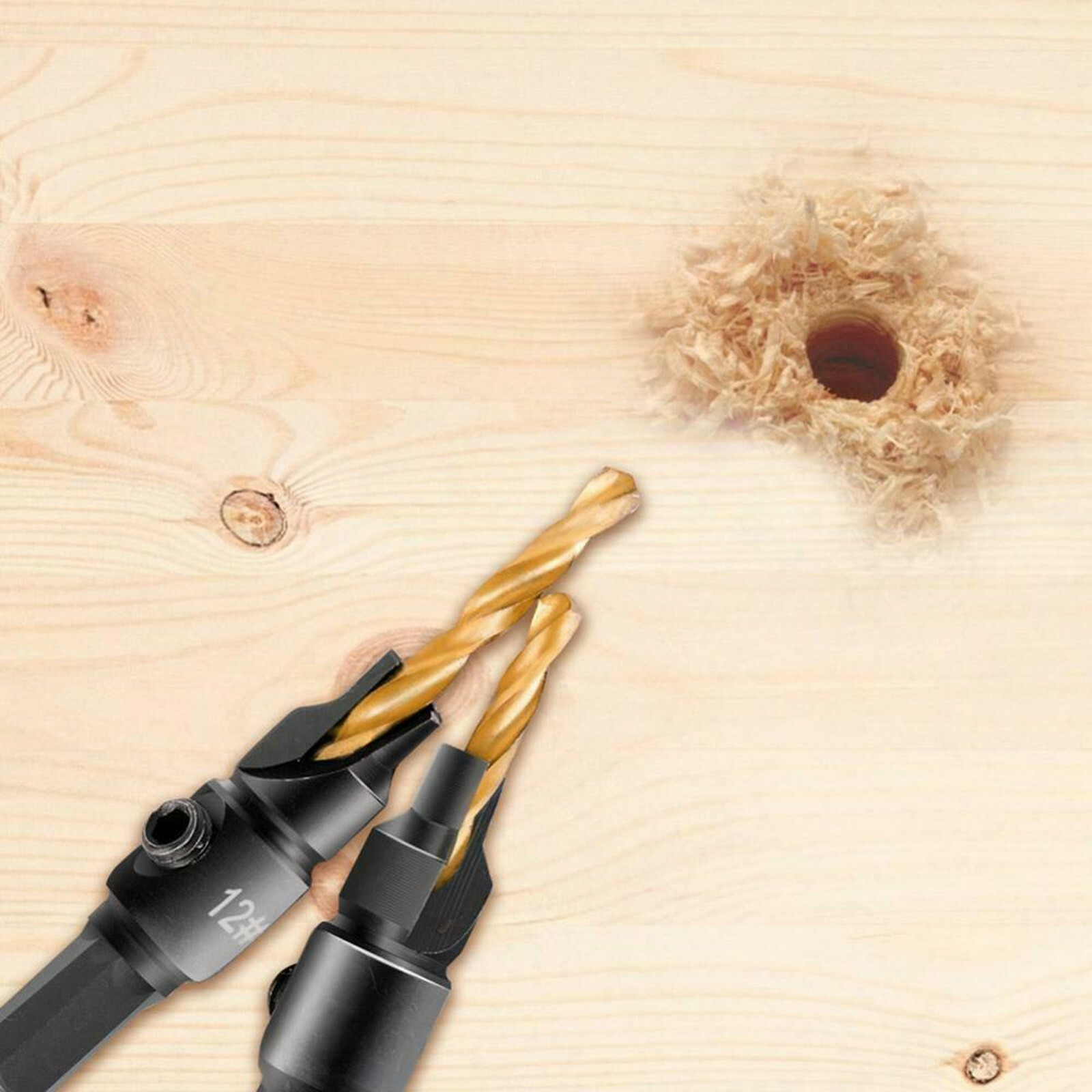 6pcs HSS 1/4" Hex Shank SAE Drill Tap Combination Bit Set Deburr Countersink Bit