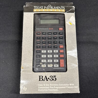 Texas Instruments BA-35 Business Calculator 1989 Assembled in Italy Vintage