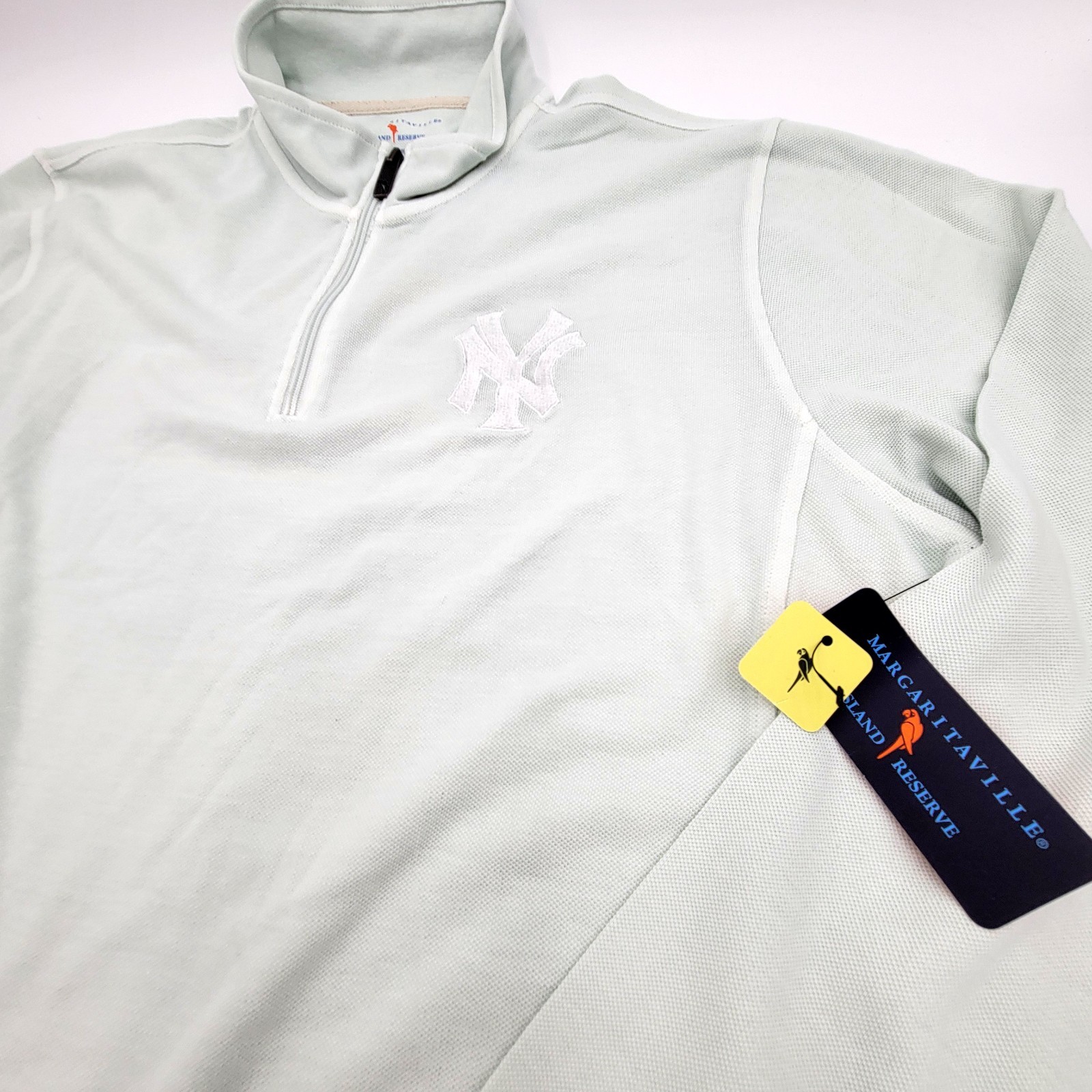 Margaritaville Island Reserve New York Yankees 2XL First Pitch 1/4 Zip MintGreen