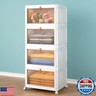 Wise Oannes 4 Tier Storage Bins with Lids, 23QT Stackable Closet Organizers and Storage with Wheels, Collapsible Storage Boxes, Foldable Plastic Storage Containers for Home,Office, Dorm Room