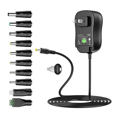 Basicvolt Universal Power Supply 5V 6V 7.5V 9V 12V 13.5V 15V 3A 2.5A AC DC Po...
