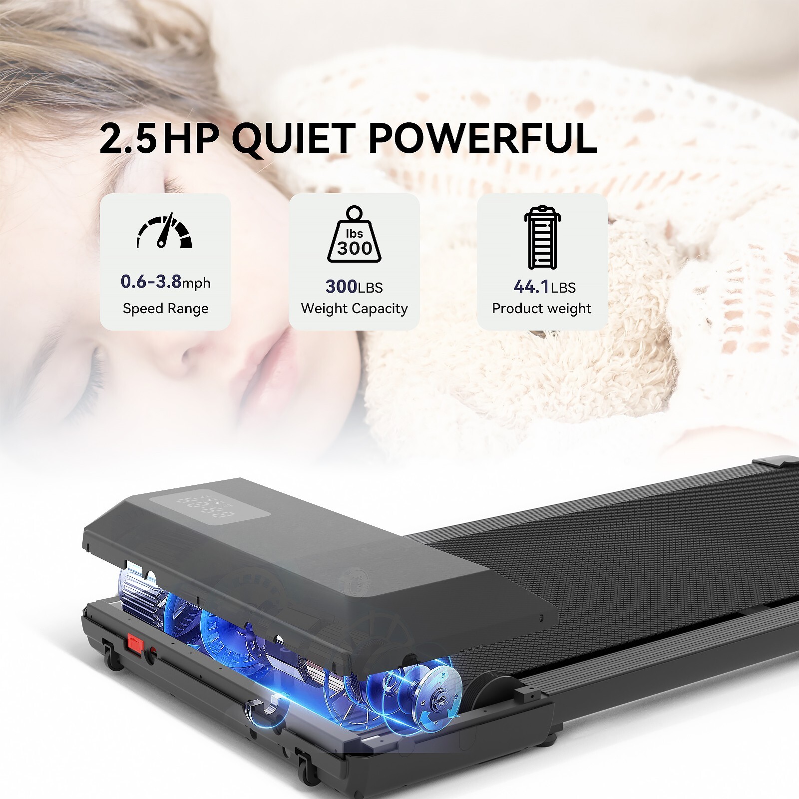 Walking Pad under Desk Treadmill Quiet 300 LBS Capacity Portable with Remote