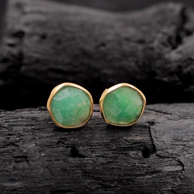 Aventurine Stud Earring Fine 925 Sterling Silver Jewelry Thanksgiving Gift