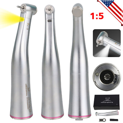 Fiber Optic Dental 1:5 Increasing LED Handpiece Contra Angle E-type Red Ring MDD