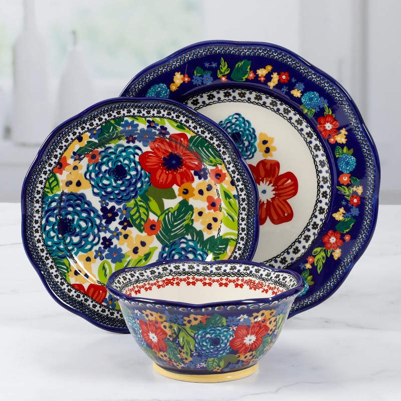 Dinnerware Starter Set Country Floral Dishes 12 PC Dazzling Dahlias Pioneer Woma