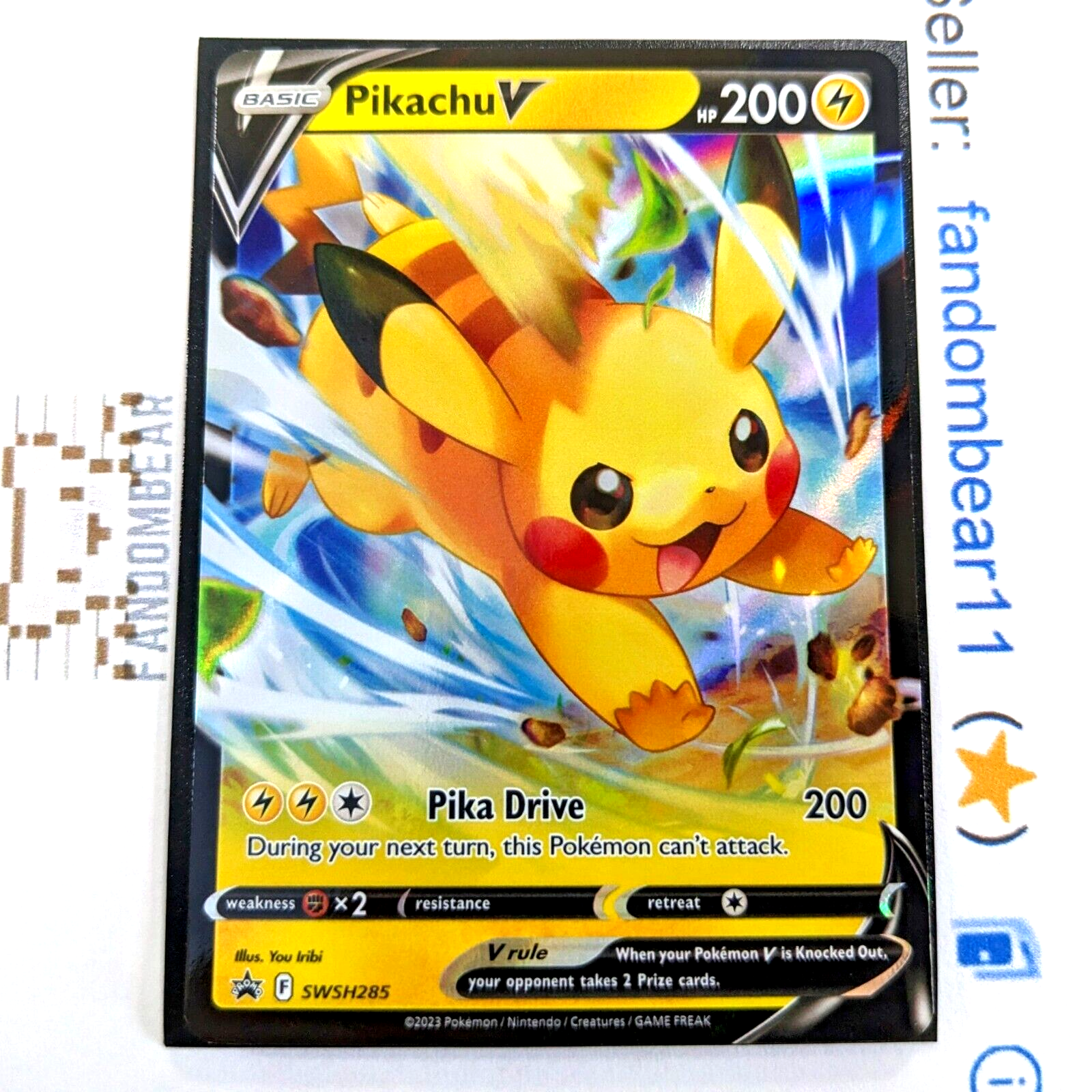 Pikachu V FULL ALT ART Black Star Promo card SWSH285 Sword