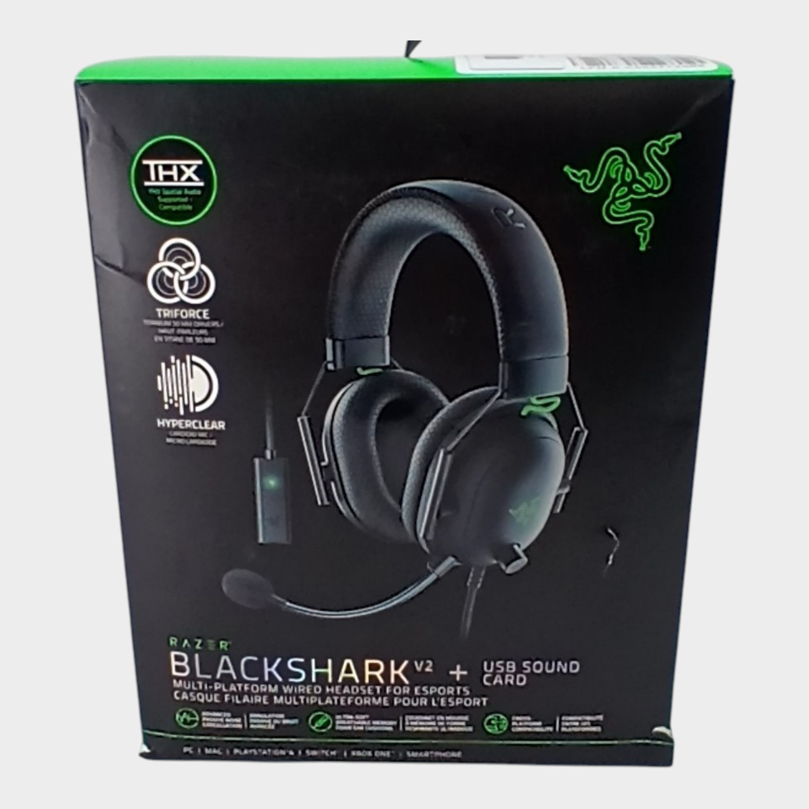 Razer Blackshark V2 Multi-Platform Wired Esports Headset + Sound Card (Untested)