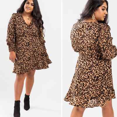 Francesca s Miami Alessa Leopard Wrap Ruffle Dress Size 3X