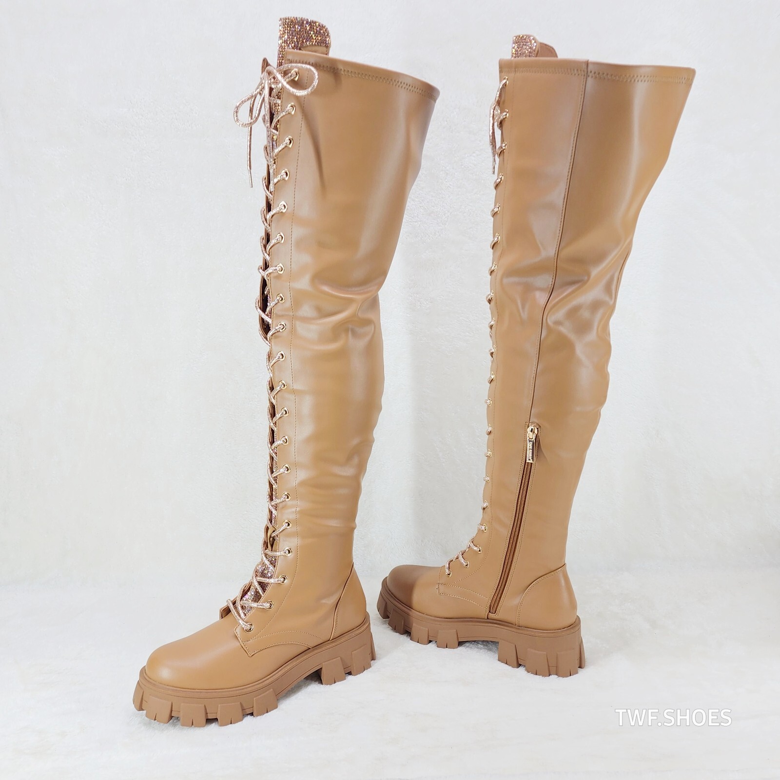 RoseMuse　fur attach stretch long boots Amazon.com | Kapxumo Women's Mesh Knee High Boots With Faux