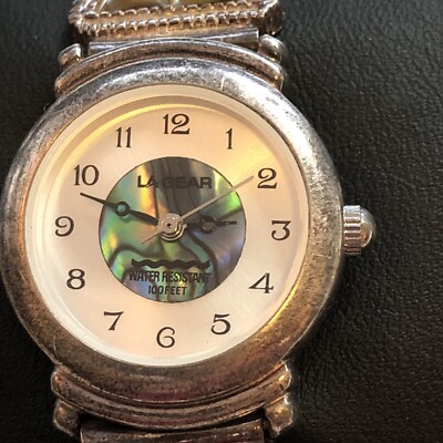 LA Express LAX1346 Abalone Face Round Quartz Watch Running With New Battery