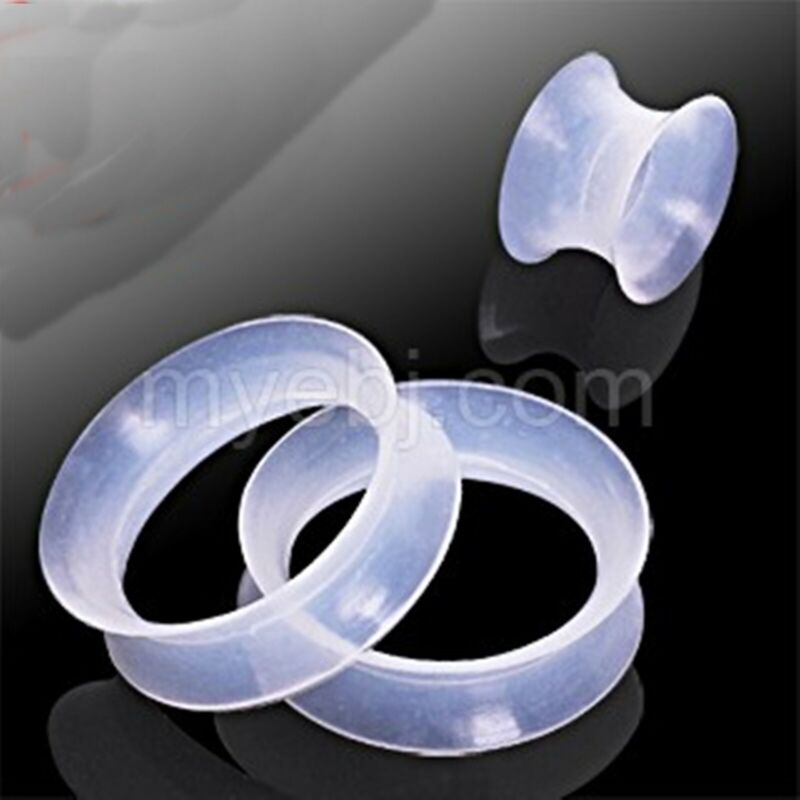Pair-flexi Thin Clear Double Flare Silicone Ear Tunnels 03mm/8 Gauge Body Jewel